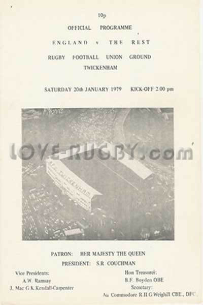 1979 England v The Rest (RFU)  Rugby Programme